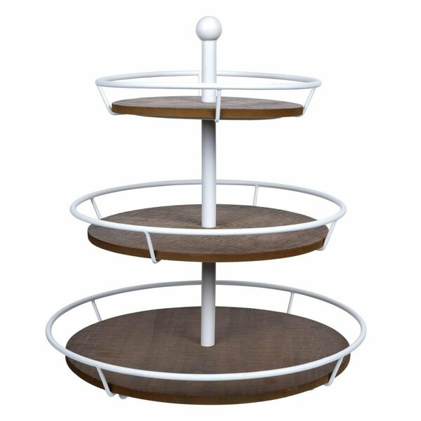 Tarifa 16.25 x 15 x 15 in. Cherry Three Tiered Metal & Wood Decorative Stand TA3097095